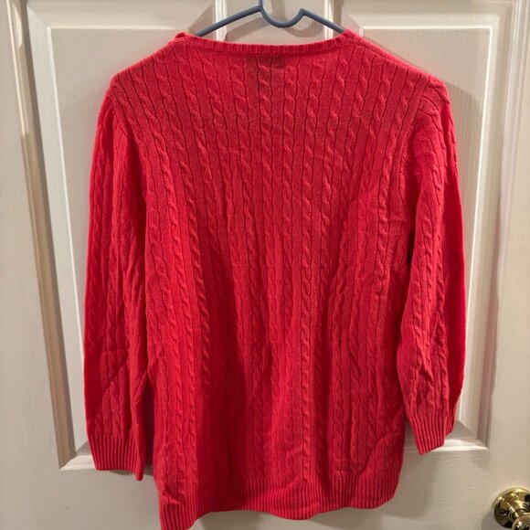 J. Crew Women’s 100% Italian Cashmere Coral Cable Knit Sweater Small 3/4 Sleeve - Picture 6 of 6